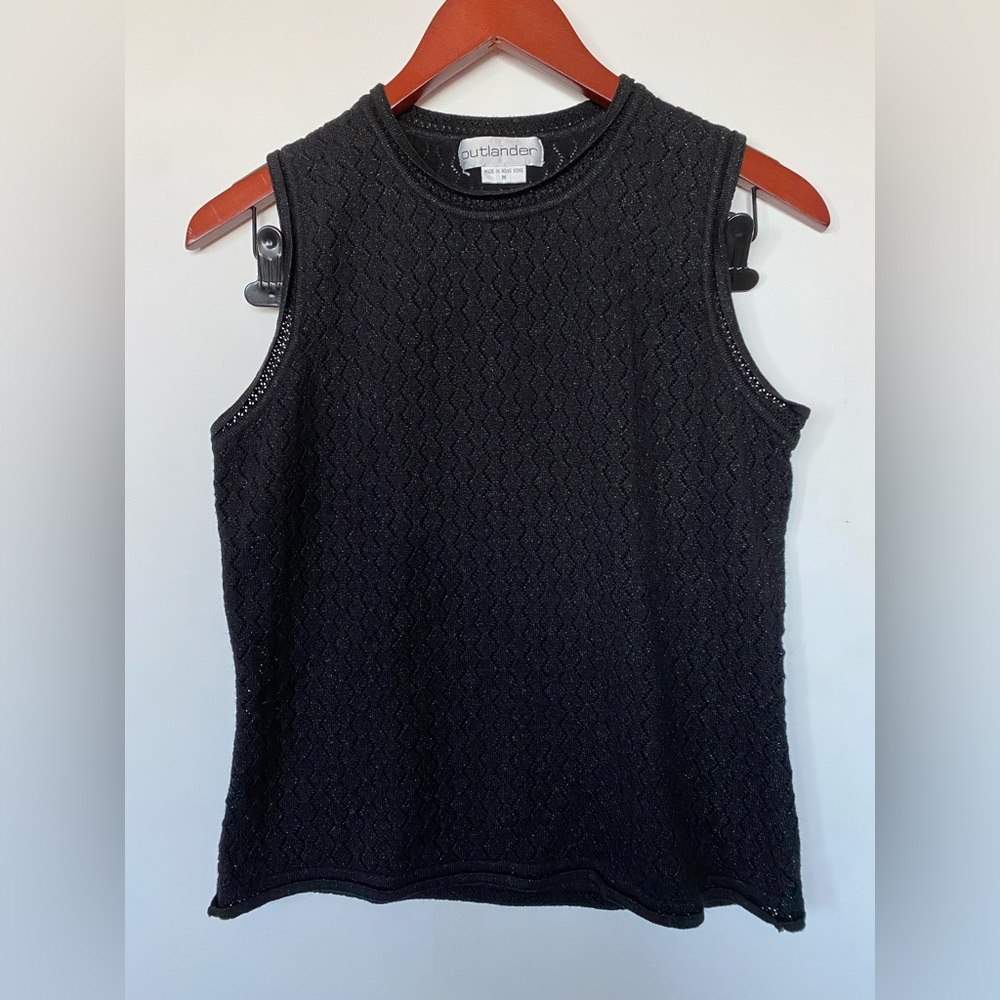 Outlander - Black Sheet Sleeveless Top Fold Outline Work Wear - Size M - C44